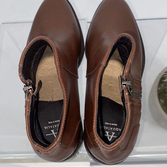 New Aquatalia Fantina Weatherproof Side Zip Leather Bootie Brown 6.5 - Picture 5 of 16